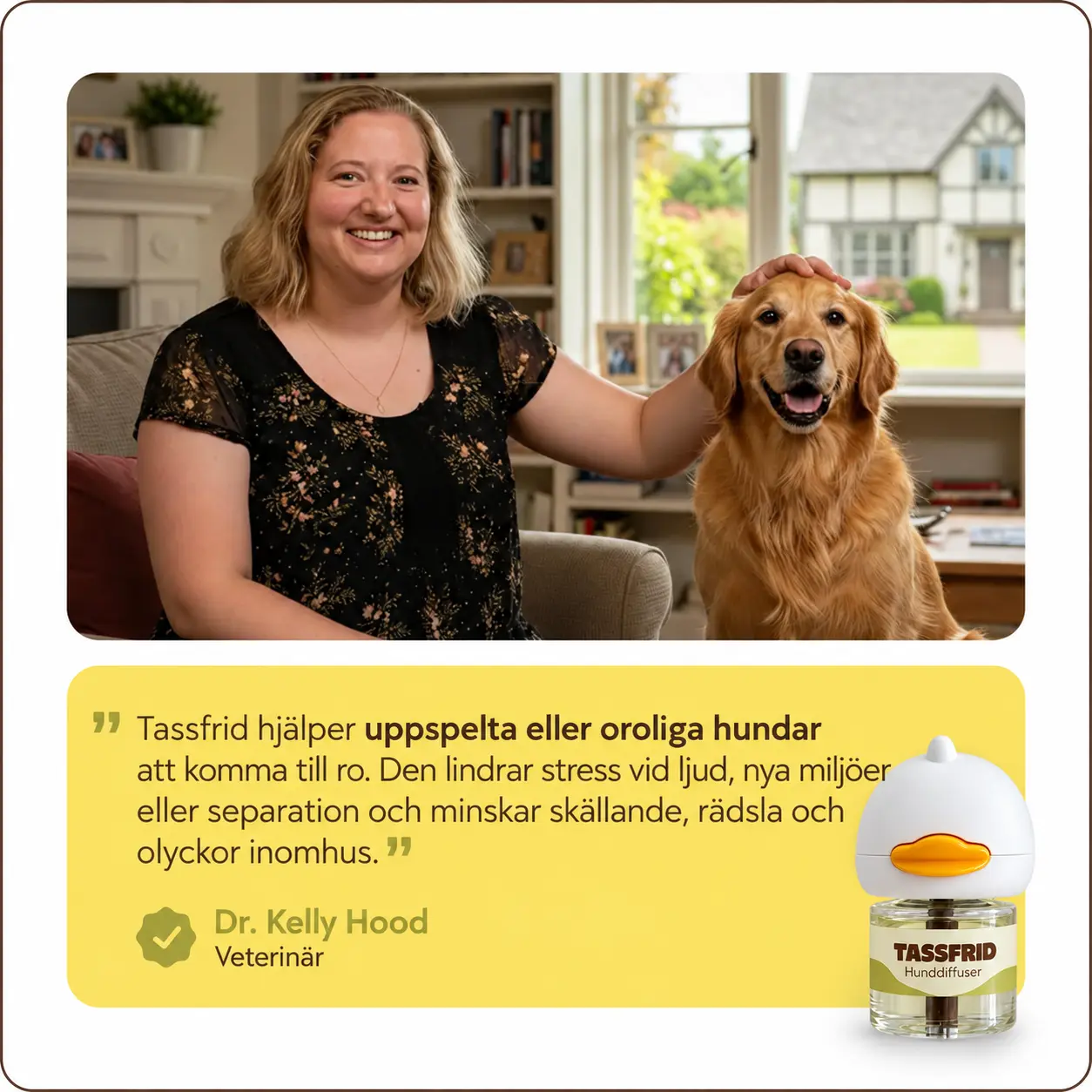 Veterinärbild med gul citatruta